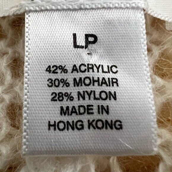 Ann Taylor Loft Cardigan Sweater Off White Long Sleeve Open Knit Petites LP - Picture 10 of 10